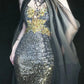 Blaues wunderschönes, exquisites, langes Satin-Ballkleid mit Perlen, Abendkleid, Partykleid, NV4378