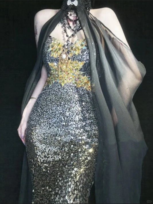 Blaues wunderschönes, exquisites, langes Satin-Ballkleid mit Perlen, Abendkleid, Partykleid, NV4378