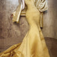 Yellow gorgeous exquisite beaded long satin ball gown evening dress party dress nv4374