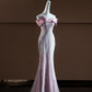 Rosa funkelndes langes Meerjungfrau-Ballkleid mit Pailletten, Abendkleid, Partykleid, nv4751