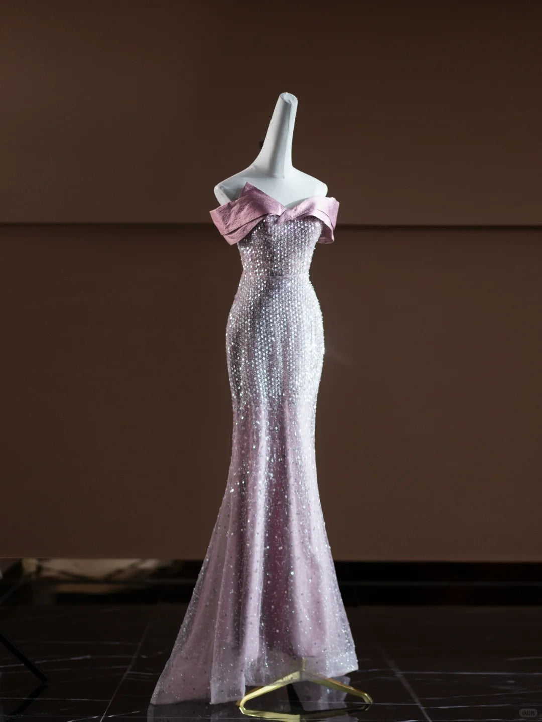 Rosa funkelndes langes Meerjungfrau-Ballkleid mit Pailletten, Abendkleid, Partykleid, nv4751
