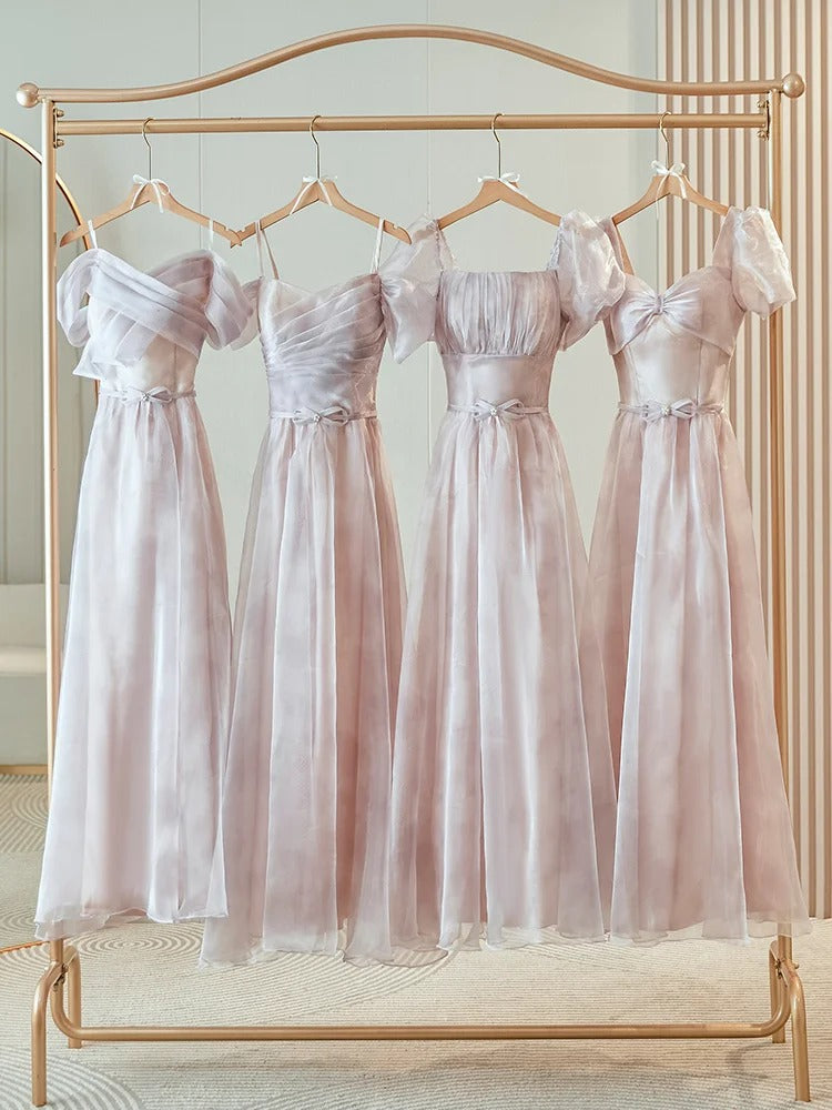 Robe de demoiselle d'honneur longue en tulle, élégante et romantique, rose et violet, robe de bal, robe de soirée, robe de remise de diplôme, robe de bal nv4041