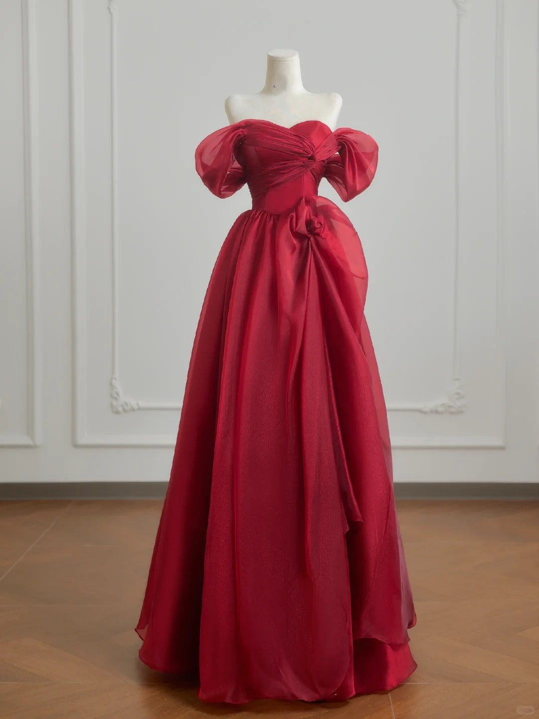 Rotes elegantes langes Tüll-Ballkleid Abendkleid nv4953