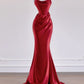 Rotes elegantes, modisches, langes, figurbetontes Satin-Ballkleid, Abendkleid nv4972