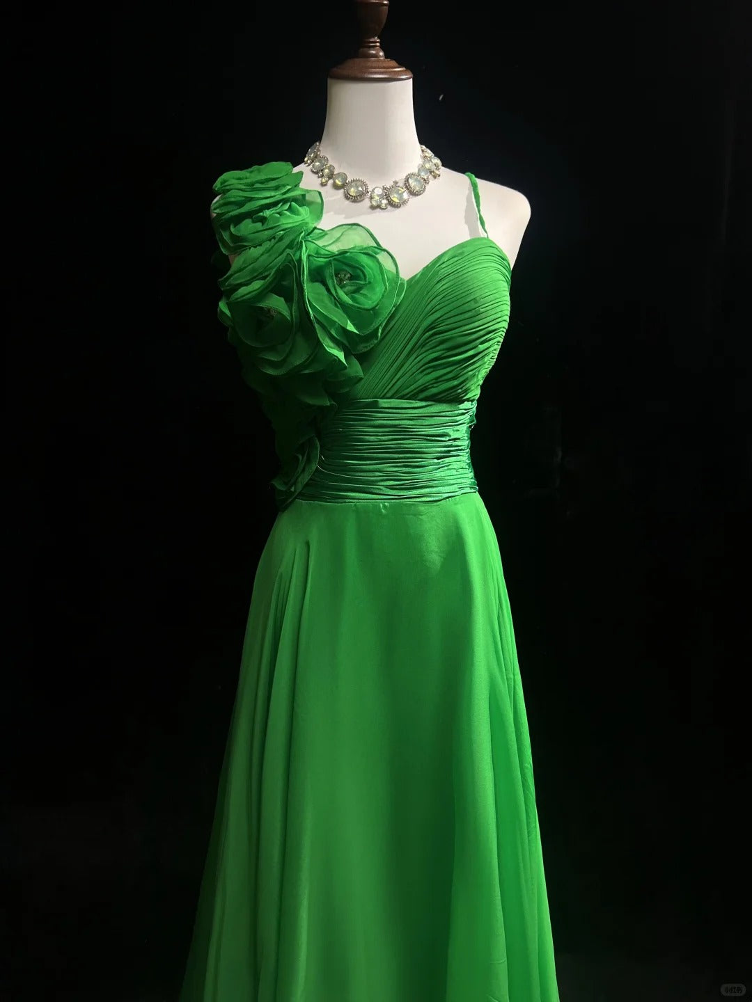 Green floral long chiffon ball gown evening dress party dress nv4396