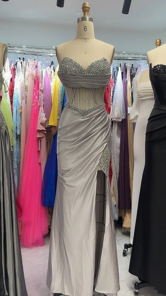 New fashionable and elegant long satin ball gown NV6630