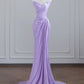 Robe de soirée longue en satin violet, élégante et longue, style féerique, nv4959