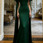 Emerald Green Off-Shoulder Bow Gown - Sash Corset Mermaid Train Evening/Red Carpet/Theme Ball Maxi Dress NV6823