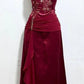 Burgunderrot Exquisite Perlenstickerei Elegantes formelles Ballkleid Langes Abendkleid nv4212
