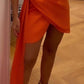 Robe de soirée courte à la mode orange simple avec haut tube et mini robe de soirée nv2427