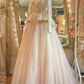 NiceVestidos--Vintage Lace Long-Sleeve Dreamy Tulle Gown  NV5895