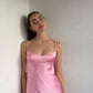 🌷Robe de soirée longue en satin rose clair, élégante et charmante, robe de soirée, robe de bal nv3993