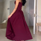 Burgundy A-line Princess V-neck Floor-length  Long Ball Gown Evening Dress nv1933
