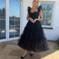 Schwarzes A-Linien-Ballkleid aus Tüll, NV2161
