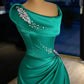 Robe de soirée longue en satin vert, élégante et élégante, style Baoshi, perlée, longueur au sol, fente latérale, sexy, robe de bal, robe de fête d'anniversaire, robe de bal nv3947