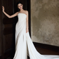Ivory Strapless Chiffon Mermaid Wedding Gown with Draped Train  NV7197