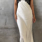 White Spaghetti Strap Backless Bodycon Satin Lace Long Ball Gown Evening Dress nv1916