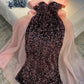 Light Pink/Dark Pink Gorgeous Exquisite Shiny Sequins Elegant Long Tulle Ball Gown Evening Dress nv3171