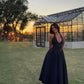 Black simple elegant low cut long ball gown evening dress party dress nv2975