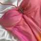 Robe de soirée longue en mousseline de soie, élégante, rose, dégradé, sans bretelles, nv4610