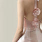 Halter Deep V Mermaid Prom Dress Rose Pink Liquid Satin Gown  NV7123