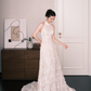 White Halter High Neck Lace Mermaid Wedding Dress  NV7235