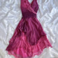 Robe de soirée mi-longue en mousseline de soie, rose et violet, à volants, bretelles spaghetti, dégradé de couleurs, robe de bal, robe de fête d'anniversaire, robe de soirée nv3882