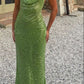 Grünes, modisches, langes Ballkleid mit Pailletten, Abendkleid, Partykleid, nv4768