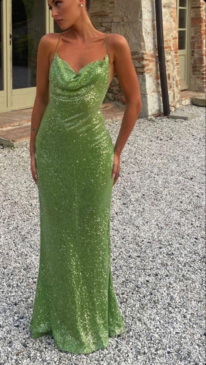 Grünes, modisches, langes Ballkleid mit Pailletten, Abendkleid, Partykleid, nv4768