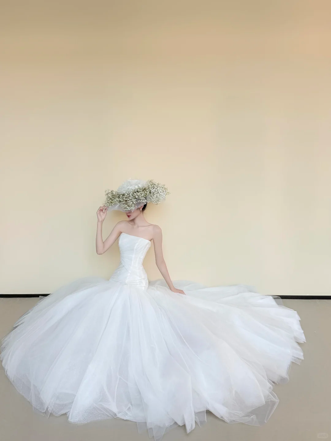 Strapless 3D Floral Tulle Mermaid Wedding Dress with Detachable Sleeves  NV7435