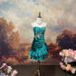 Blaues elegantes Retro-Mode-Exquisite Edelstein-Perlen-Kurzes Satin-Ballkleid-Abendkleid-Abschlussballkleid nv4082
