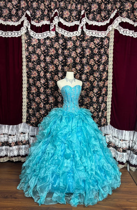 Blaues elegantes und exquisites langes bodenlanges Ballkleid-Abendbrautkleid nv4176