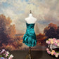 Blaues elegantes Retro-Mode-Exquisite Edelstein-Perlen-Kurzes Satin-Ballkleid-Abendkleid-Abschlussballkleid nv4082