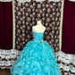 Blue Elegant and Exquisite Long Floor-length Ball Gown Evening Wedding Dress nv4176