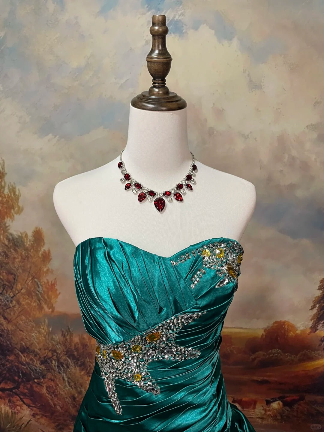 Blaues elegantes Retro-Mode-Exquisite Edelstein-Perlen-Kurzes Satin-Ballkleid-Abendkleid-Abschlussballkleid nv4082