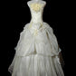 Beige Floral Elegant Long Tulle Ball Gown nv4779