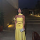 Yellow fashion simple off-shoulder waist flowing long ball gown evening dress party dress nv2300