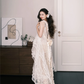 Ivory Mesh Cutout 3D Floral Ruffle Tulle Wedding Dress  NV7299