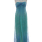 Blau glänzendes Mode-Farbverlaufsspray-Gold-Retro-elegantes Sling-langes Tüll-Ballkleid-Abendkleid-Partykleid nv2761 nv2761