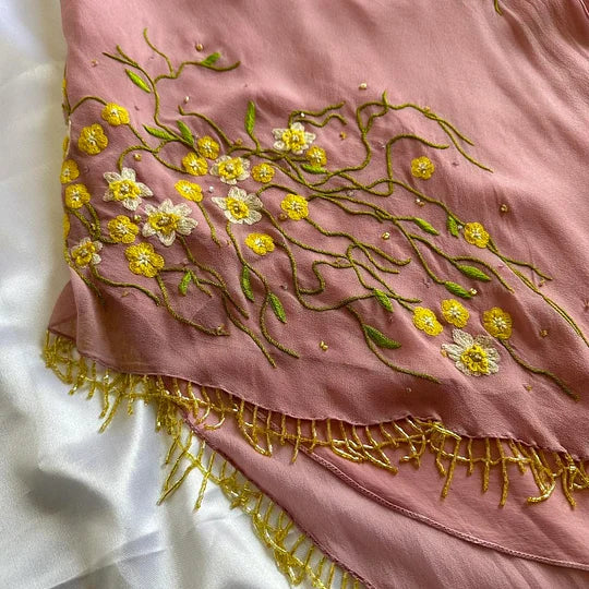 NiceVestidos--Light Pink Exquisite Floral Long Chiffon Prom Dress Fairy Dress Nv5581