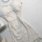 Ivory Lace Short Homecoming Dress Square Neck Flutter Sleeve Bow Tie Vintage Cocktail Gown  NV6931