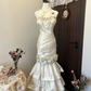 Robe de mariée longue en satin blanc ivoire à fleurs et perles, robe de soirée, nv4216