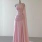 Pink Beaded Elegant Floor-Mounting Maxi Dress Long tulle Ball Gown Evening Dress nv2645