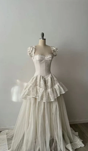 Neues Vintage-Hochzeitskleid, langes Kleid, Brautkleid NV6690