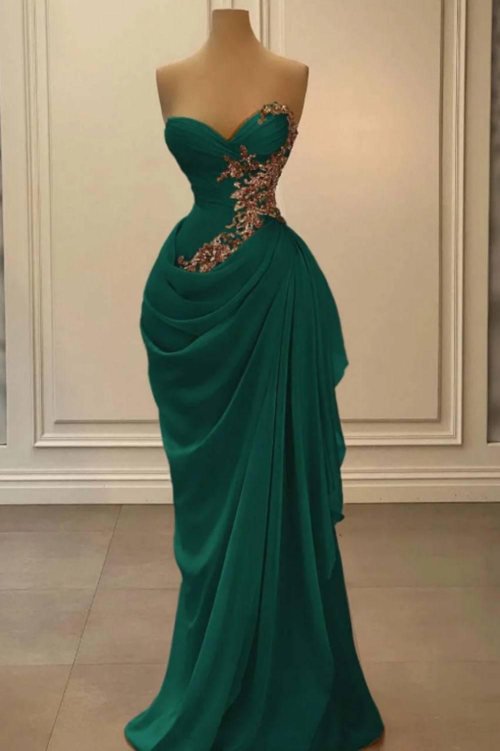 Burgundy velvet long dress with delicate beading NV6687