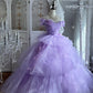 Wedding Essential Lavender Bridal Gown: 3D Rose Details & Flowy Train NV6842