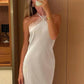 Weißes, schlichtes, exquisites Spitzen-Abendkleid mit langem Arm nv3511