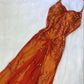 Orange Vintage Exquisite Beaded Strapless Spaghetti Strap Applique Long Elegant Ball Gown Party Dress Evening Dress Prom Dress nv3263