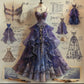 Purple Fashion Gradient Sweetheart Neckline Exquisite Beading A-Line Spaghetti Straps Tulle Long Ball Gown Evening Dress nv3763