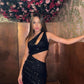 Schwarzes, glänzendes, sexy Pailletten-beeindruckendes, kurzes Mini-Partykleid, Ballsaalkleid zum Beeindrucken, NV2584